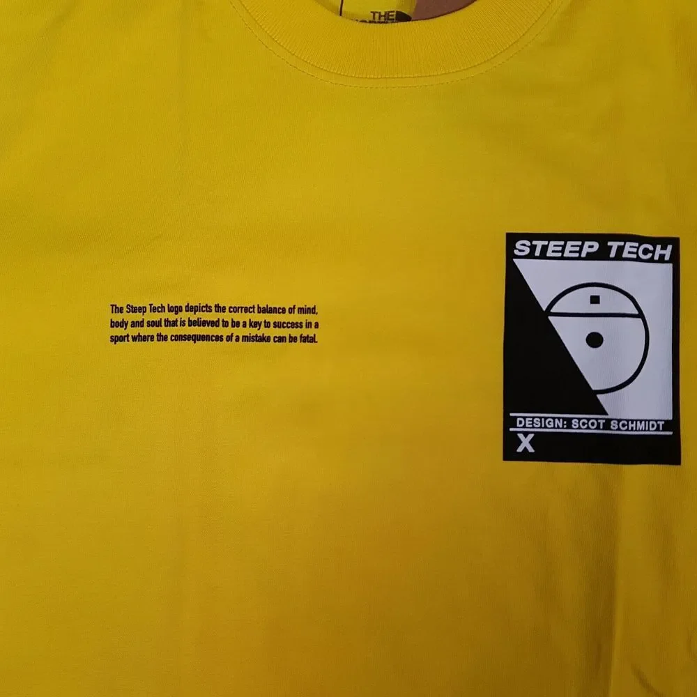 THE NORTH FACE Steep Tech Scot Schmidt T-shirt Mens Size SMALL Lightning‎ Yellow